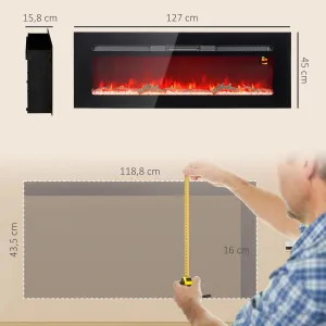 Elektrický krb s dálkovým ovládáním, 1800 W, černý