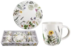 Gilde Porcelánové hrnky s talířky, sada 8 ks