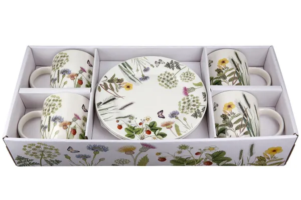 Gilde Porcelánové hrnky s talířky, sada 8 ks