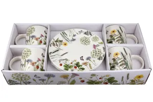 Gilde Porcelánové hrnky s talířky, sada 8 ks