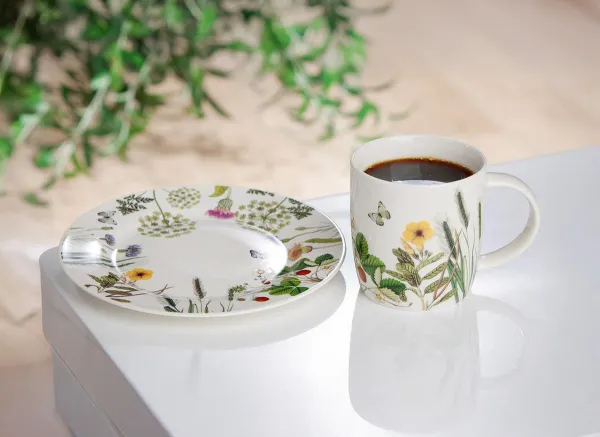 Gilde Porcelánové hrnky s talířky, sada 8 ks