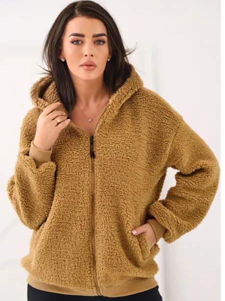 Dámska mikina na zips camel