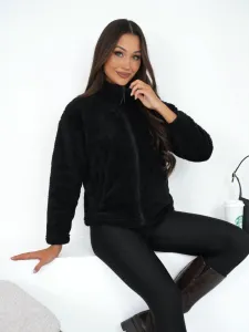Čierna fleecová mikina na zips