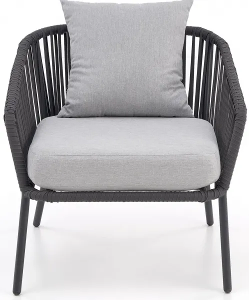 HALMAR Záhradný set ROCCA sivý, kovový, s polstrami – pohovka, 2 kreslá, stolík