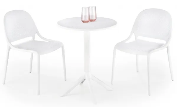 HALMAR Okrúhly stôl CALVO biely, plast, priemer 60 cm