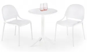 HALMAR Okrúhly stôl CALVO biely, plast, priemer 60 cm
