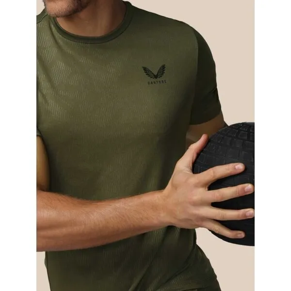 CASTORE AOP SS T-SHIRT Pánske športové tričko, khaki, veľkosť