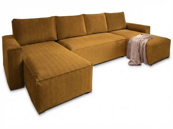 Horčicová sedacia súprava do U SMART COSARO 295x140 cm
