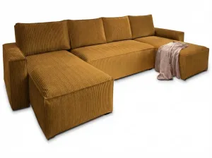 Horčicová sedacia súprava do U SMART COSARO 295x140 cm