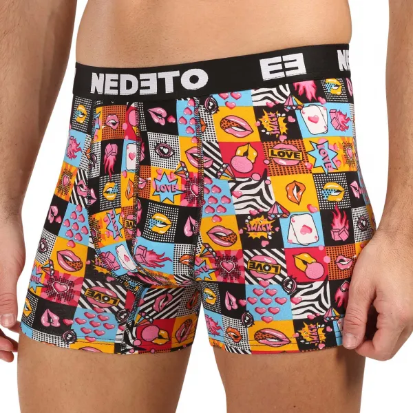 3PACK pánske boxerky Nedeto Valentín viacfarebné (3NBVL01) M, trenky