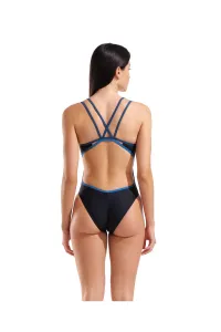 Arena hyperflow women's solid double cross back black / blue cosmo s -