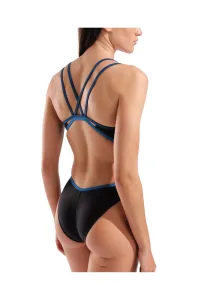 Arena hyperflow women's solid double cross back black / blue cosmo s -
