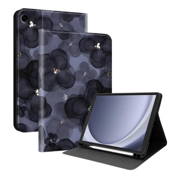 ART Zaklápacie puzdro pre Samsung Galaxy Tab A9 / Galaxy Tab A11 INK BLUE FLOWERS
