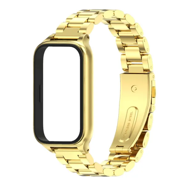 CLASSIC Kovový remienok + ochranný kryt pre Xiaomi Smart Band 9 Active zlatý