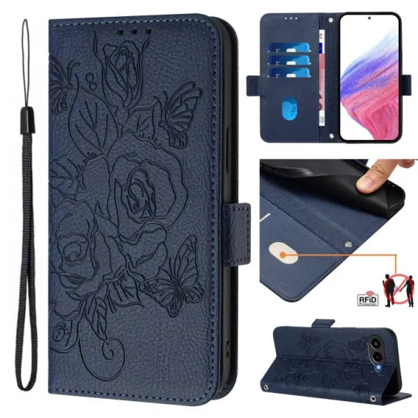 ART MEADOW Peňaženkový kryt pre T Phone 3 tmavomodrý
