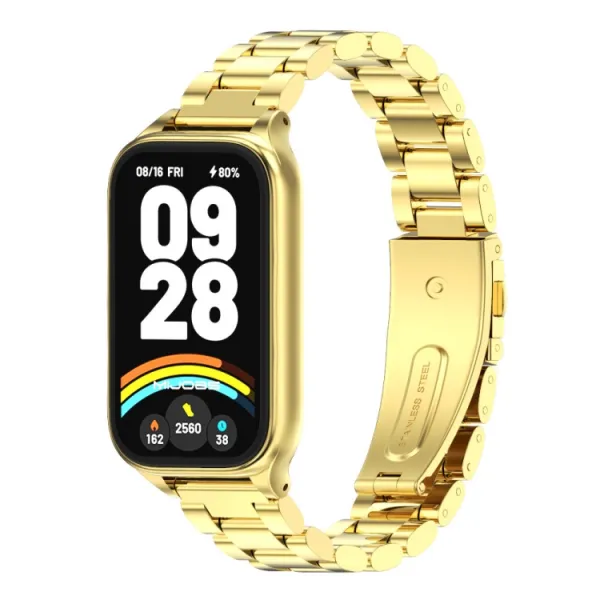 CLASSIC Kovový remienok + ochranný kryt pre Xiaomi Smart Band 9 Active zlatý