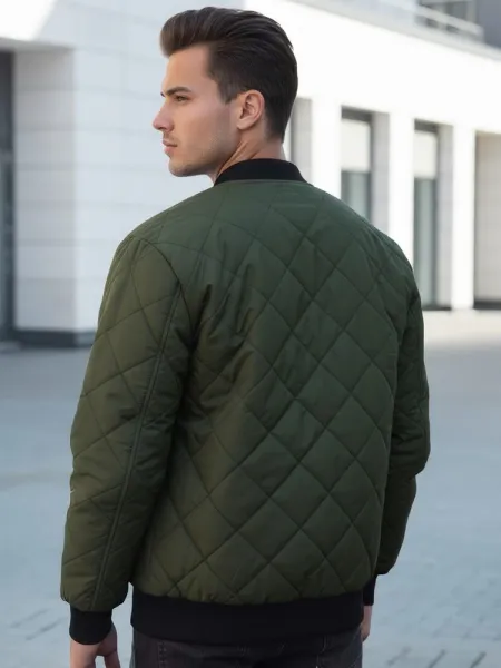 Senzačná prešívaná bomber bunda zelená