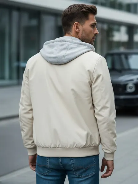 Prechodná bunda pre pánov s kapucňou biela