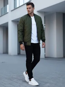 Senzačná prešívaná bomber bunda zelená