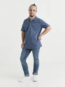 Modrá pánska vzorovaná polokošeľa Celio