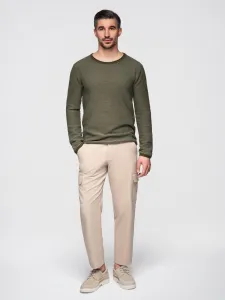 Ombre Men's knitted sweater with structured dots - olive