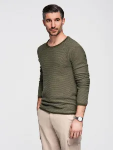 Ombre Men's knitted sweater with structured dots - olive