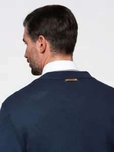 Ombre Men's sweater with viscose and spread neckline - navy blue