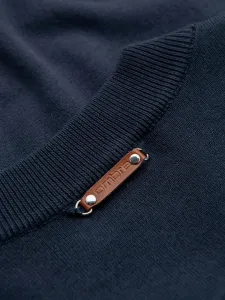 Ombre Men's sweater with viscose and spread neckline - navy blue