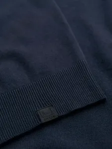 Ombre Men's sweater with viscose and spread neckline - navy blue