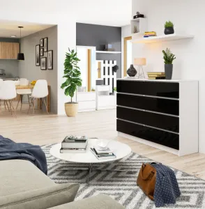 Ak furniture Komoda Rollo X 140 cm čierna/biela