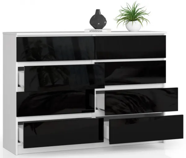 Ak furniture Komoda Rollo X 140 cm čierna/biela