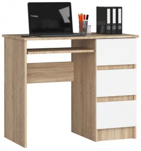 Ak furniture Písací stôl A-6 90 cm dub sonoma/biely pravý
