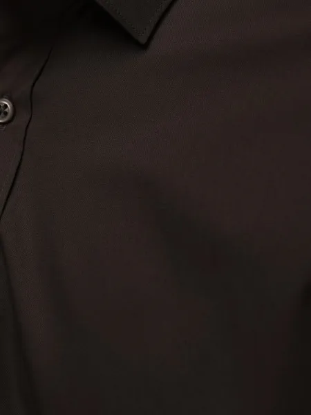 Pánska trendy košeľa bez vzoru - tmavohnedá