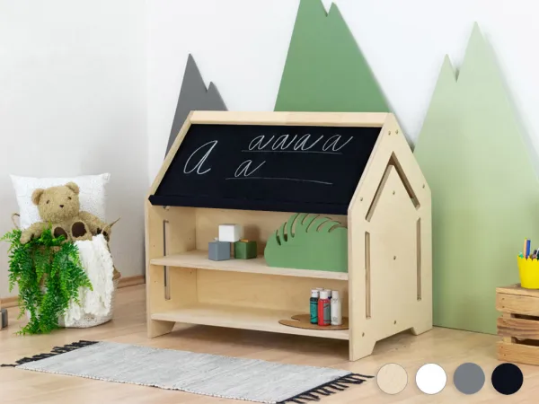 Benlemi Detský domčekový stolík na kreslenie CREATIVE Zvoľte farbu korpusu: Nelakovaná, Zvoľte farbu plôch: Nelakovaná