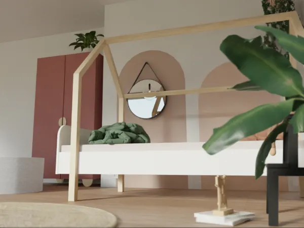 Benlemi Detská posteľ domček MODULAR s bočným štítom Zvoľte variantu: Bez čela, Zvoľte rozmer: 90x200 cm