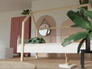 Benlemi Detská posteľ domček MODULAR s bočným štítom Zvoľte variantu: Bez čela, Zvoľte rozmer: 90x200 cm