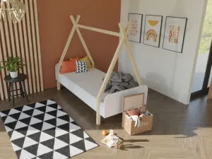 Benlemi Detské domčekové jednolôžko MODULAR v tvare teepee Zvoľte variantu: Bez čela, Zvoľte rozmer: 90x200 cm