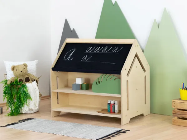 Benlemi Detský domčekový stolík na kreslenie CREATIVE Zvoľte farbu korpusu: Nelakovaná, Zvoľte farbu plôch: Nelakovaná