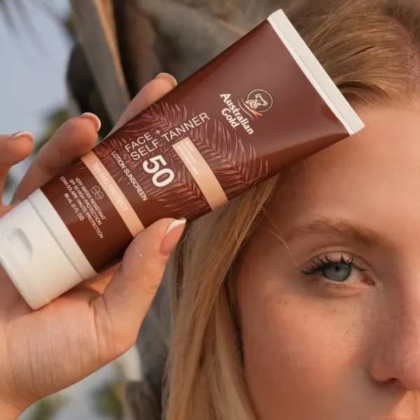 Australian Gold Face + Self Tanner samoopaľovací krém na tvár SPF 50 88 ml