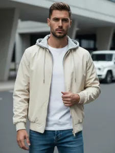 Pánska bomber bunda s kapucňou biela
