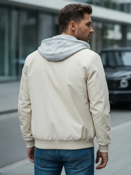 Pánska bomber bunda s kapucňou biela