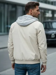 Pánska bomber bunda s kapucňou biela