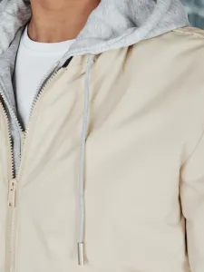Pánska bomber bunda s kapucňou biela