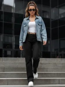 Dámske nohavice wide leg DELUSSIA čierne