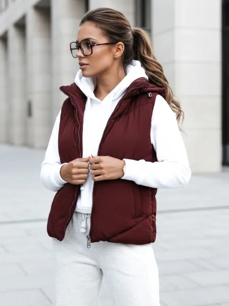 Dámska bordová prešívaná vesta LIKEHUGS