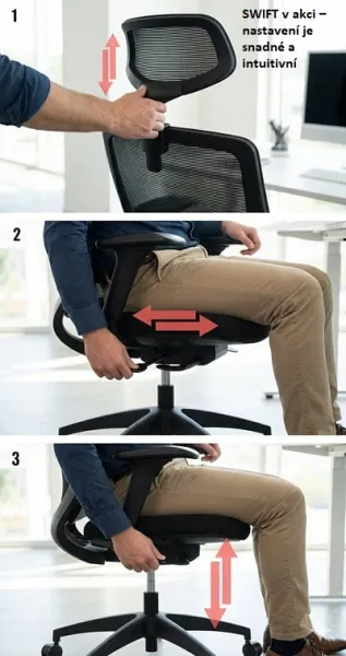 MERCURY Ergonomická kancelárska stolička SWIFT, čierna