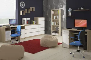 Ak furniture Písací stôl A-6 90 cm dub sonoma/biely pravý