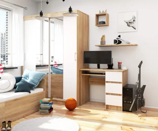 Ak furniture Písací stôl A-6 90 cm dub sonoma/biely pravý