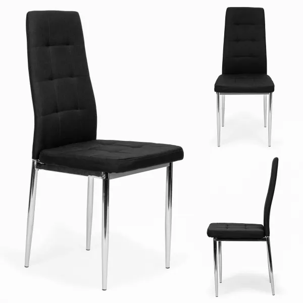 3kraft Sada 4 ks jídelních židlí Nogo černá/chrom