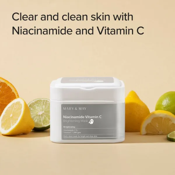 Mary&May Niacinamide Vitamin C Brightening Mask sada plátenných masiek pre rozjasnenie pleti 30 ks